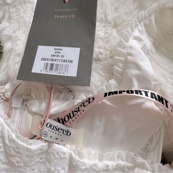 House of CB Eyelet Mesh Corset Top XS - White - Picture 5 of 5